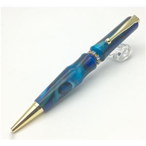 日本製 スワロフスキー ボールペン/文房具 (ブルー) クロスタイプ 芯：0.7mm 文具 オフィス用品 『Acrylic』 b04