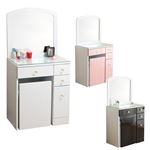 スツール付きドレッサー/化粧台 【ピンク】 ドレッサー：幅60cm コンセント・キャスター付き 強化ガラス天板