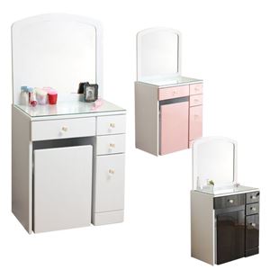 スツール付きドレッサー/化粧台 【ホワイト】 ドレッサー：幅60cm コンセント・キャスター付き 強化ガラス天板