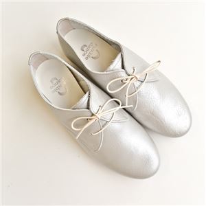 ramble dance シュリンクレザーレースアップシューズ／シルバー（22.5cm）【日本製】