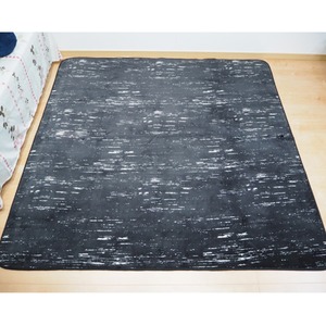 軽量 さらさら やわらかタッチデザインラグ デザート 約1.5畳 約130x185cm かすりブラック 丸洗い可