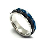 ローマ数字×ブラック×ブルーカラー・ステンレスリング・7号 ZZRST007bkbl-07x