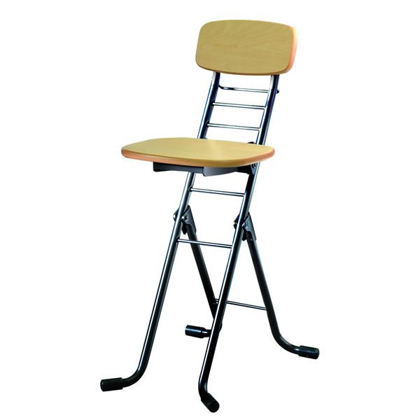折りたたみ椅子 (2脚セット ナチュラル×ブラック) 幅35cm 日本製 高さ6段調節 スチールパイプ b04