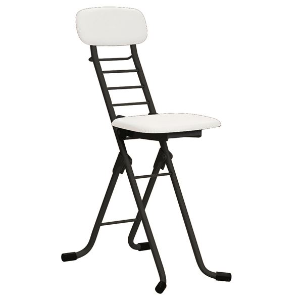折りたたみ椅子 (4脚セット ホワイト×ブラック) 幅35cm 日本製 高さ6段調節 スチールパイプ b04