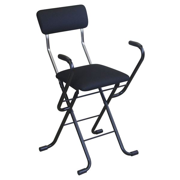 折りたたみ椅子 (2脚セット ブラック×ブラック) 幅46cm 日本製 スチール b04