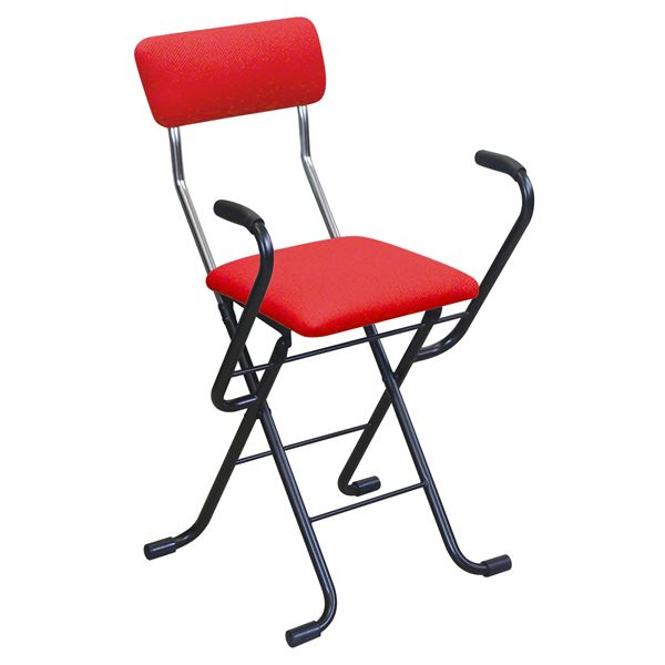 折りたたみ椅子 (2脚セット レッド×ブラック) 幅46cm 日本製 スチール b04