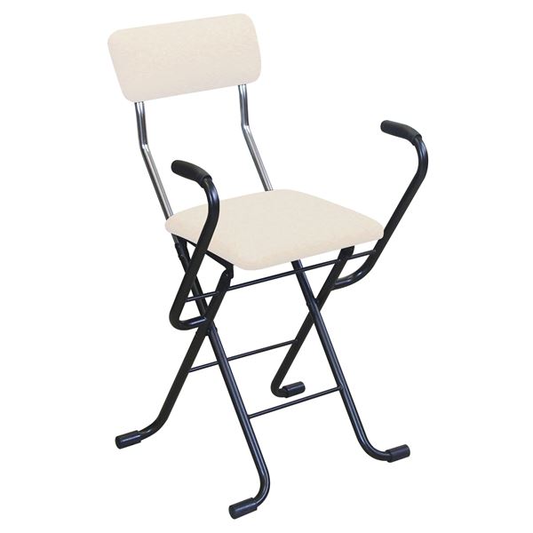 折りたたみ椅子 (2脚セット ベージュ×ブラック) 幅46cm 日本製 スチール b04