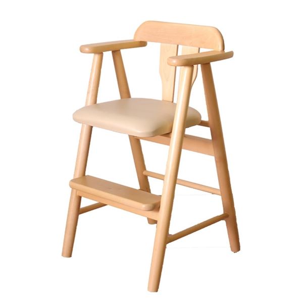 ベビーチェア/子供椅子 (ライトブラウン) 44×44×72(47)cm 木製 肘付き 完成品 (ダイニング プレゼント) b04