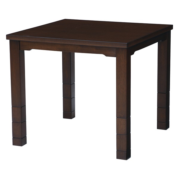 ダイニング こたつ テーブル 単品 約80×80cm ダークブラウン 木製 継脚付き 高さ調節可 組立品 b04