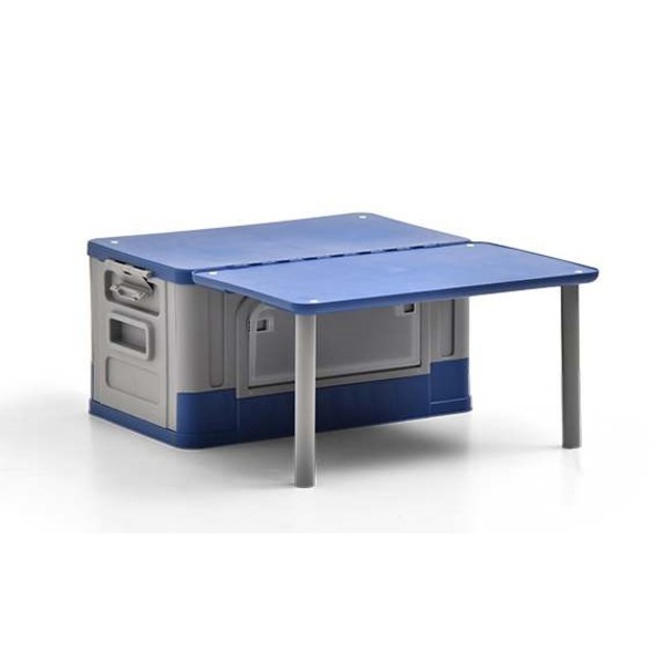 コンテナボックス 約幅615mm ブルー テーブル 収納ボックス 組立品 アウトドア キャンプ バーベキュー レジャー b04