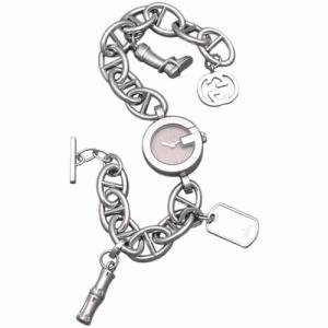 【GUCCI：グッチ】107L YA107504　チャーム付きレディースウォッチ(シルバー文字盤) - 拡大画像