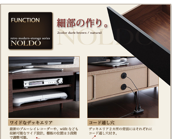 脚高でレトロ・オシャレなレトロモダン ローボードタイプのテレビボード・TV台【NOLDO】
