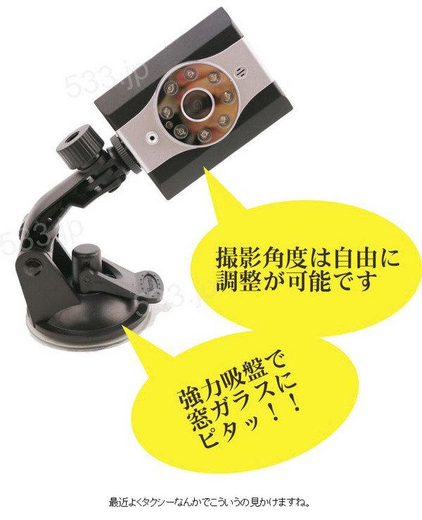 赤外線LED搭載の車載カーミニカメラ