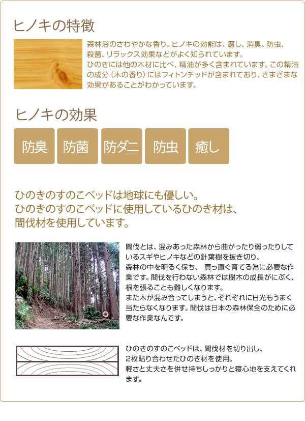日本製 ひのきのすのこベッド