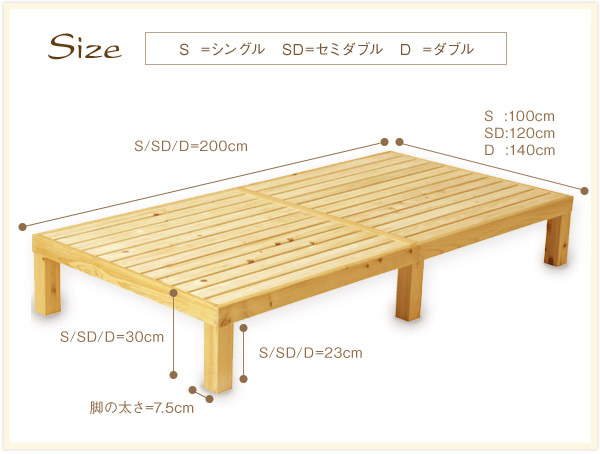 日本製 ひのきのすのこベッド