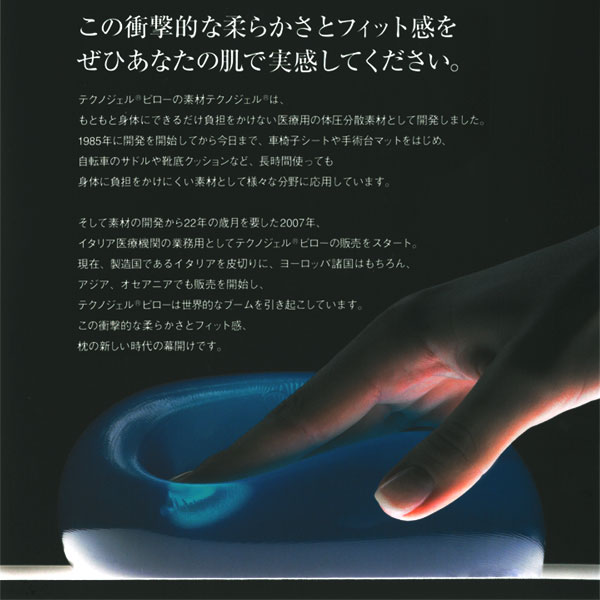 イタリア製 Technogel(テクノジェル)ピロー トラディショナルモデル(Type:11 高さ11cm) MP060110N 専用枕カバー付