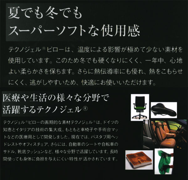 イタリア製 Technogel(テクノジェル)ピロー トラディショナルモデル(Type:11 高さ11cm) MP060110N 専用枕カバー付