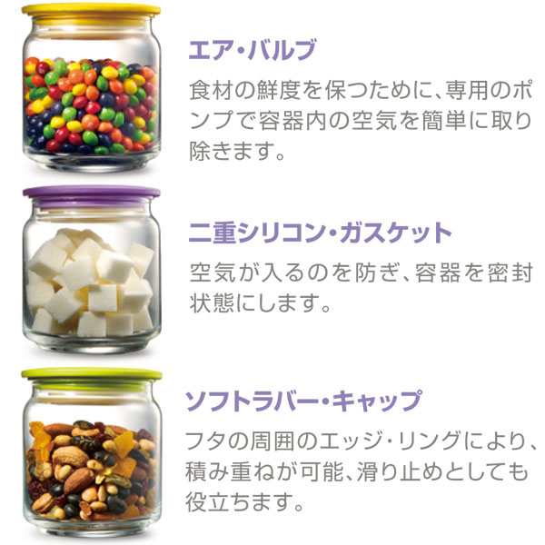 真空保存容器 コロポット 500ml 3点セット