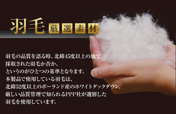 ポーランド産羽毛布団と日本製マイクロファイバー毛布