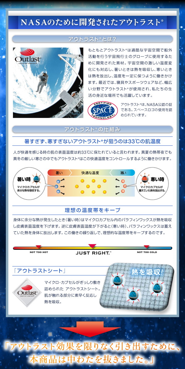 最新アウトラスト敷きパッド 日本製 シングル アウトラスト涼感敷きパッドシーツ ブルーのポイント4