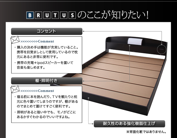 照明・コンセント付きフロアベッド【BRUTUS】ブルータス