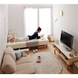 脚付きマットレスベッド セミシングル 脚22cm アイボリー 新・ショート丈ボンネルコイルマットレスベッド