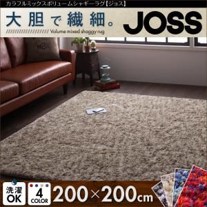 カラフルミックスボリュームシャギーラグ【JOSS】ジョス 200×200cm (色：ブルー)  - 一人暮らしお助けグッズ