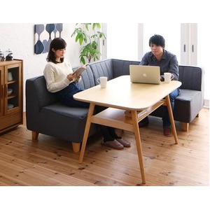 ダイニングセット 3点セット(テーブル+ソファ1脚+アームソファ1脚) 幅120cm ソファカラー：グレー フルカバーリングリビングダイニングセット Coppia コッピア - 拡大画像