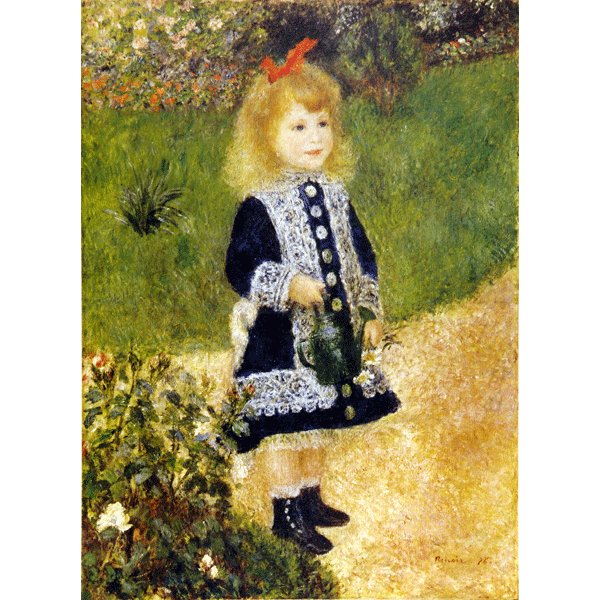 世界の名画シリーズ、プリハード複製画 ピエール・オーギュスト・ルノアール作 「じょうろを持つ少女」（額縁付）【代引不可】