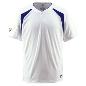 デサント(DESCENTE) ベースボールシャツ(2ボタン) (野球) DB205 Sホワイト×ロイヤルブルー O 商品写真