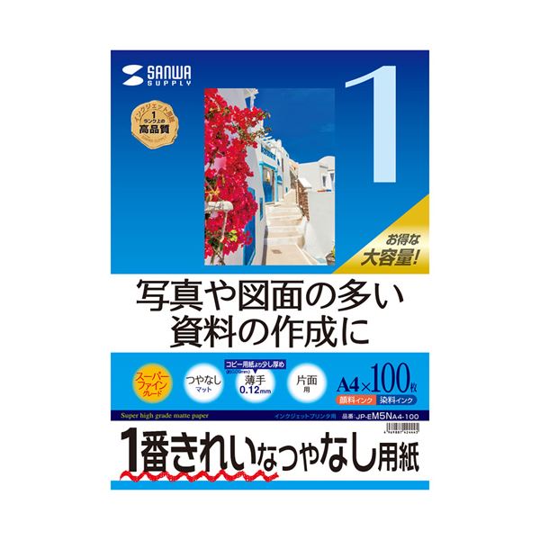 (まとめ)サンワサプライ インクジェット用スーパーファイン用紙A4サイズ100枚入り JP-EM5NA4-100【×5セット】