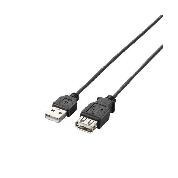 (まとめ)エレコム 極細USB2.0延長ケーブル(A-A延長タイプ) U2C-EXN15BK【×5セット】