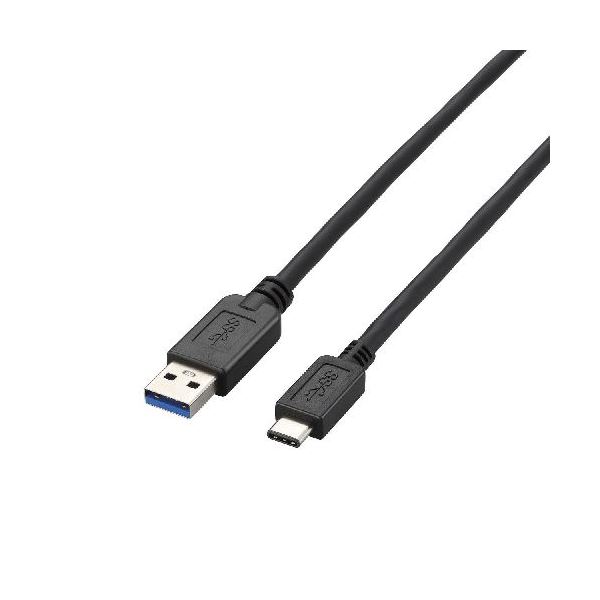 (まとめ)エレコム USB3.1ケーブル(A-TypeC) USB3-AC05BK【×2セット】