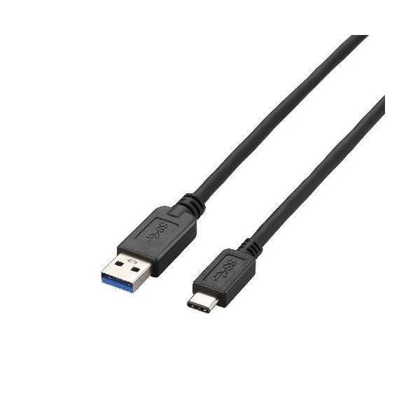 (まとめ)エレコム USB3.1ケーブル(A-TypeC) USB3-AC10BK【×2セット】