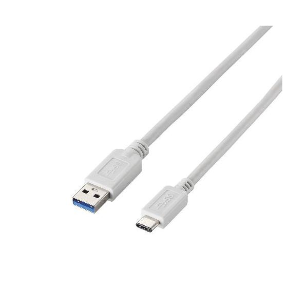 (まとめ)エレコム USB3.1ケーブル(A-TypeC) USB3-APAC10WH【×2セット】