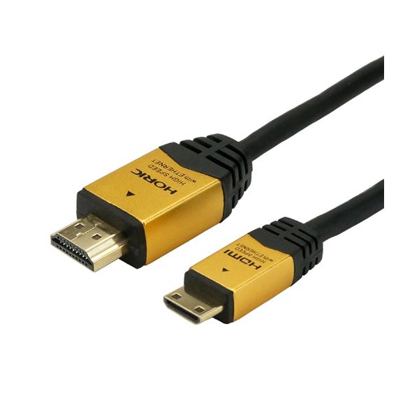 （まとめ）HORIC HDMI MINIケーブル 1m ゴールド HDM10-020MNG【×5セット】