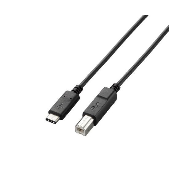 (まとめ)エレコム USB2.0ケーブル(認証品、C-B) U2C-CB05NBK【×3セット】