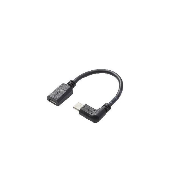 (まとめ)エレコム L字MicroUSB変換アダプタ TB-MBFMBR01BK【×5セット】