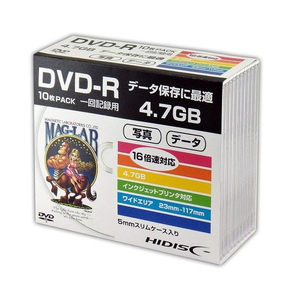 (まとめ)HIDISC DVD-R データ用5mmスリムケース10P HDDR47JNP10SC【×5セット】