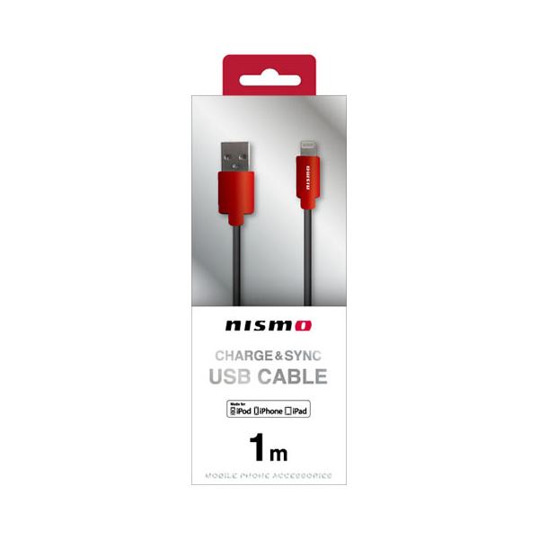 (まとめ)NISSAN 公式ライセンス品 NISMO CHARGE ＆ SYNC USB CABLE FOR IPHONE RED NMUJ-LP1RD【×2セット】