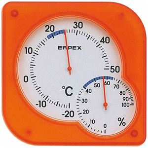 EMPEX 温度・湿度計 シュクレmidi 置き掛け兼用 TM-5604 クリアオレンジ 商品写真