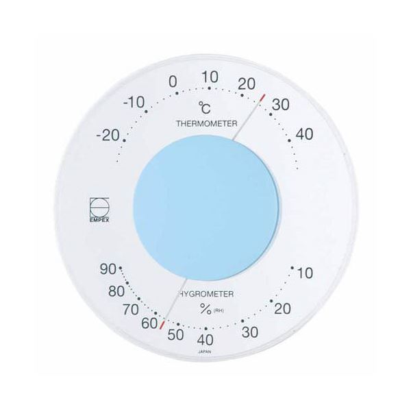 (まとめ)EMPEX 温度・湿度計 セレナ 温度・湿度計 壁掛用 LV-4306 ライトブルー【×5セット】
