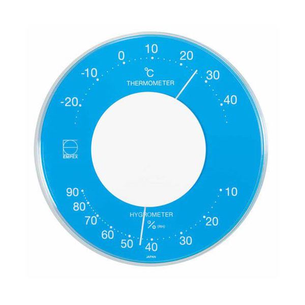 EMPEX 温度・湿度計 セレナカラー 丸型 置き掛け兼用 LV-4356 ブルー