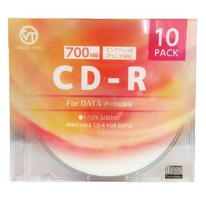 (まとめ)VERTEX CD-R(Data) 1回記録用 700MB 1-52倍速 10P インクジェットプリンタ対応(ホワイト) 10CDRD.700MBCA【×10セット】 商品写真