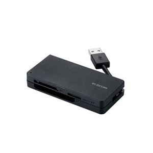 (まとめ)エレコム USB3.0対応メモリカードリーダ(ケーブル収納タイプ) MR3-K012BK【×3セット】 商品写真