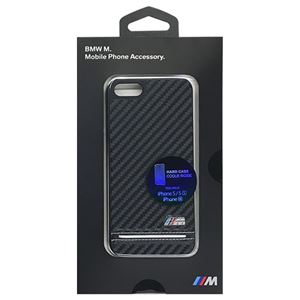 BMW 公式ライセンス品 Hard Case - PU Carbon Print - Stripe Pipping - Silver iPhone SE BMHCPSEHSCS 商品写真