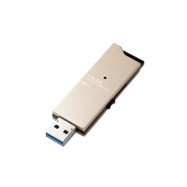 エレコム USBメモリー／USB3.0対応／スライド式／高速／DAU／16GB／ゴールド MF-DAU3016GGD