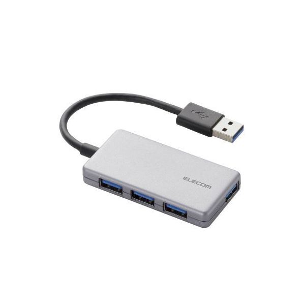 （まとめ） エレコム 4ポートUSB3.0ハブ（コンパクトタイプ） U3H-A416BSV 【×2セット】