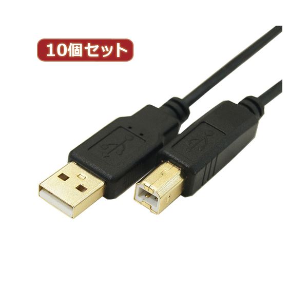 変換名人 10個セット 極細USBケーブルAオス-Bオス 1.8m USB2A-B／CA180X10