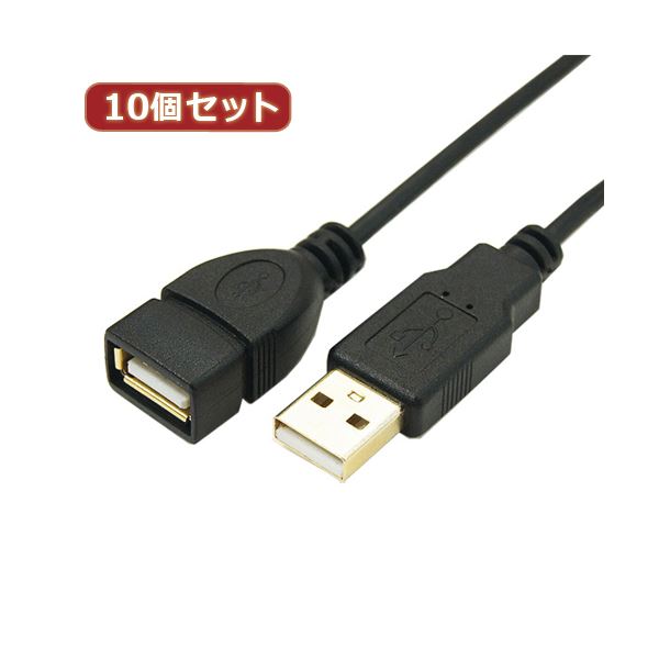 変換名人 10個セット 極細USBケーブルAオス-Aメス 1m USB2A-AB／CA100X10